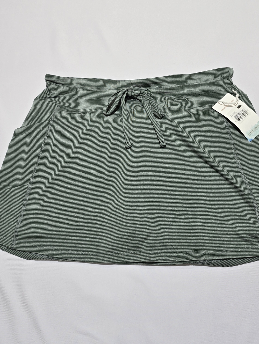 NWT Balance Collection Balsam Green Striped Drawstring Skort